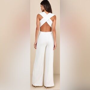 NWT Lulus Thinking Out Loud White Jumpsuit Resortcore Minimalist QuietLuxury